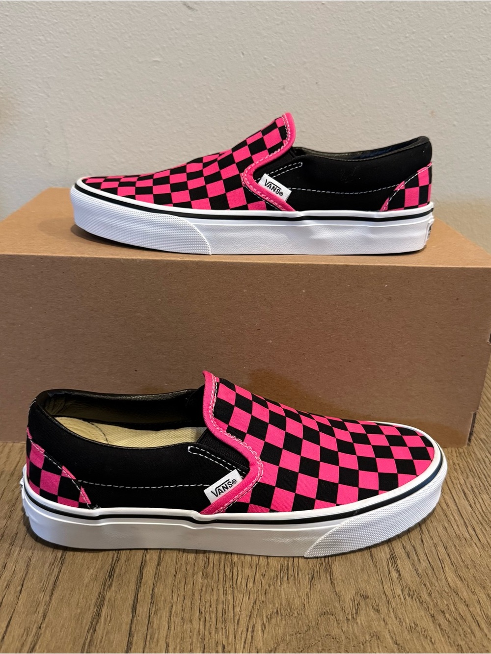 Vans Slip Ons Black Pink NEW